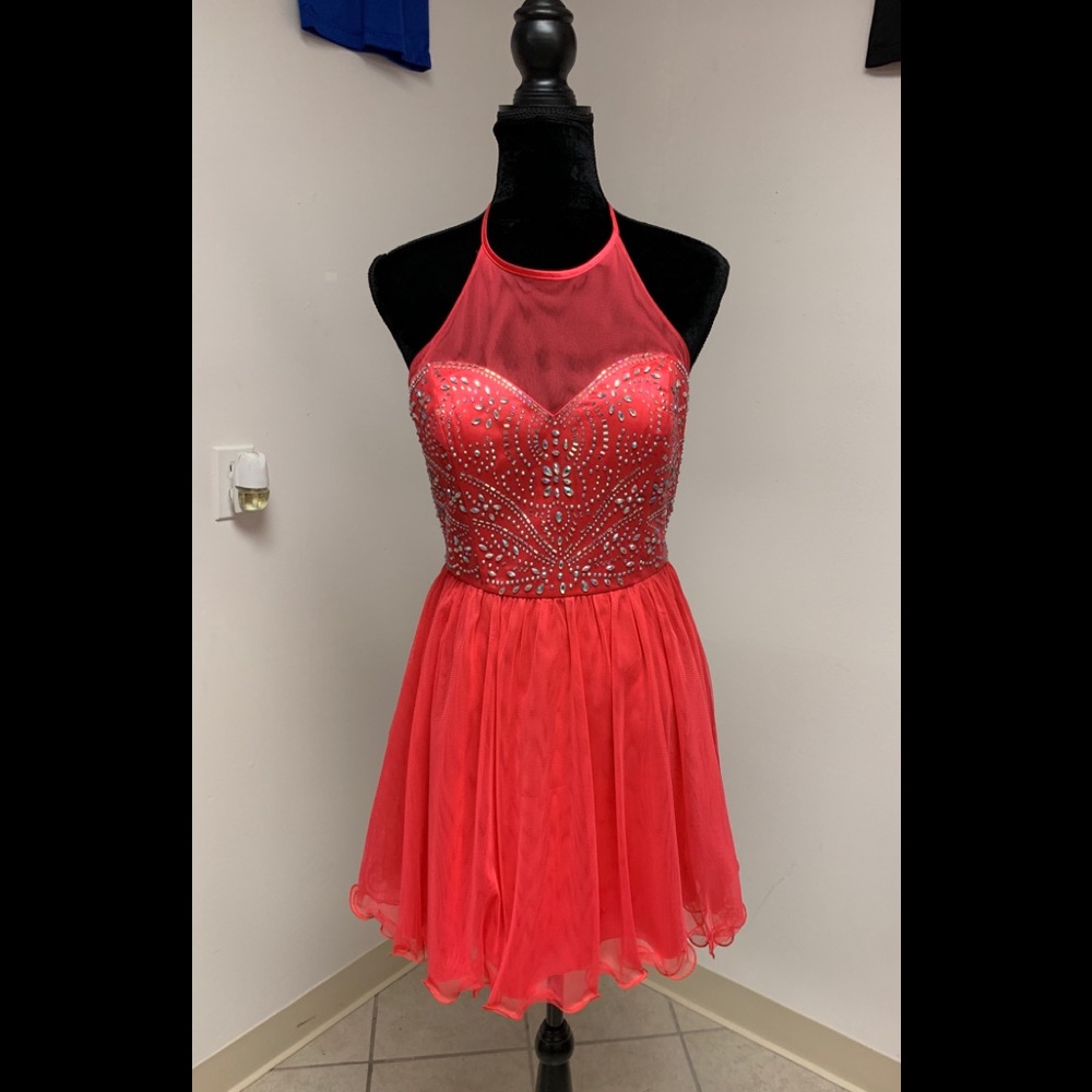 Size 9 Pink Halter Neck Prom Homecoming Bridesmaid Dance Cocktail Party dress